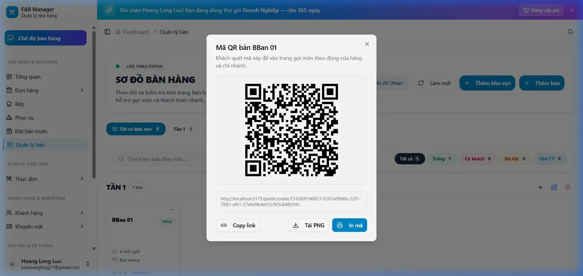 Mã QR bàn tại quán ZapoViet